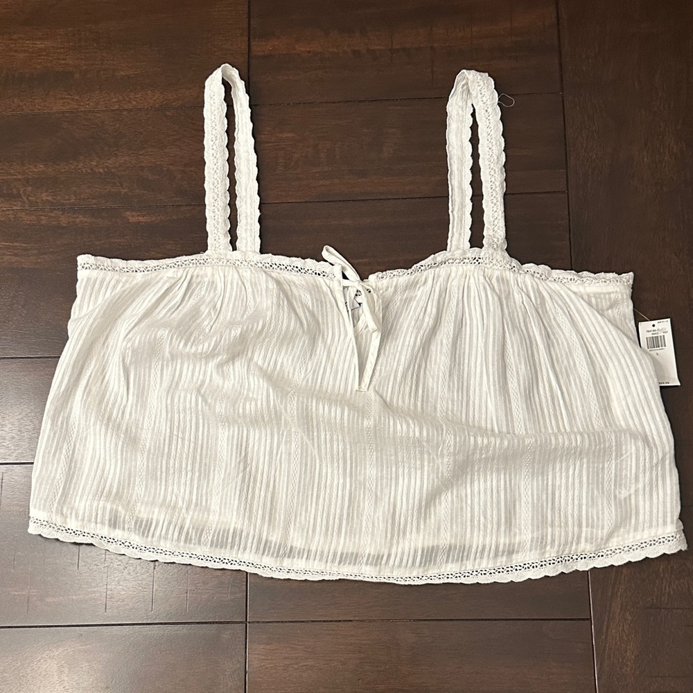 Old Navy White Dobby Textured Crop Top